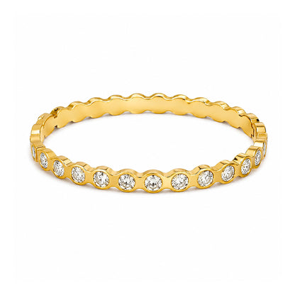 Scalloped Crystal Gold 18k Gold Plated Bangle Bracelet