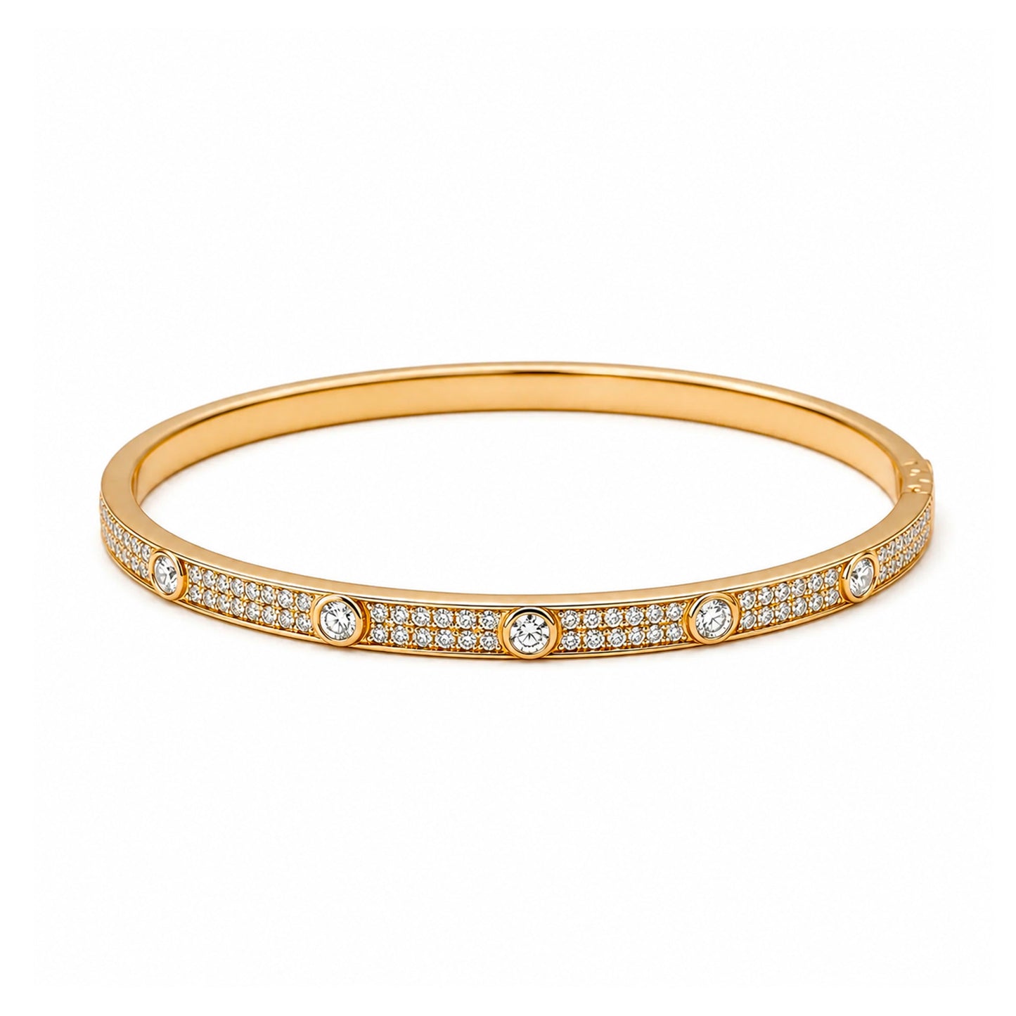 Celeste Luxe – Rhodium-Plated Brass Bangle with Crystal Accents
