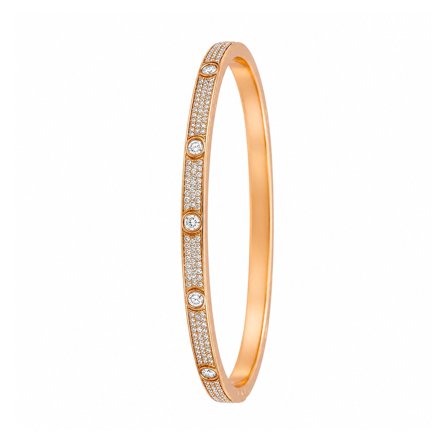 Celeste Luxe – Rhodium-Plated Brass Bangle with Crystal Accents
