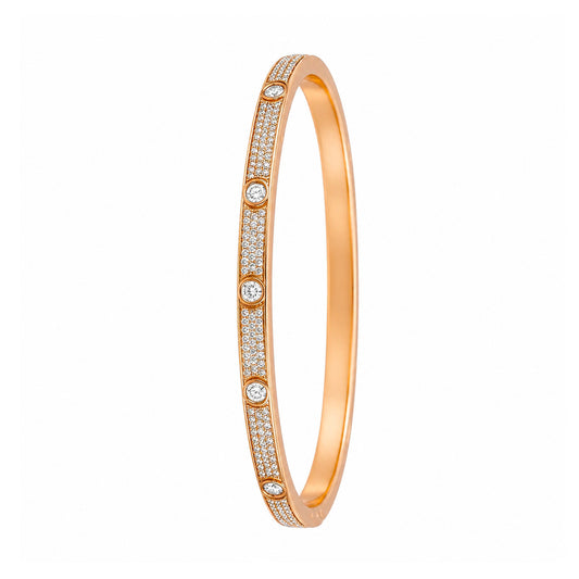 Celeste Luxe – Rhodium-Plated Brass Bangle with Crystal Accents