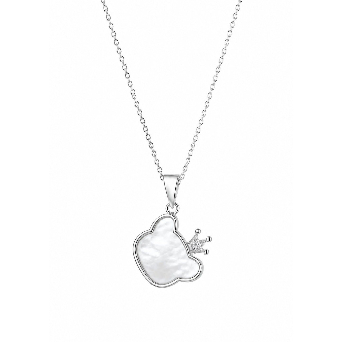 Luna Heart – Rhodium-Plated Mother-of-Pearl Pendant Necklace