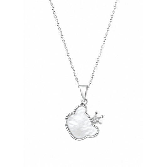 Luna Heart – Rhodium-Plated Mother-of-Pearl Pendant Necklace