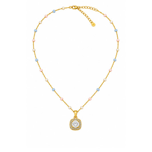 Celeste Charm – Gold-Plated Crystal Pendant Neckpiece