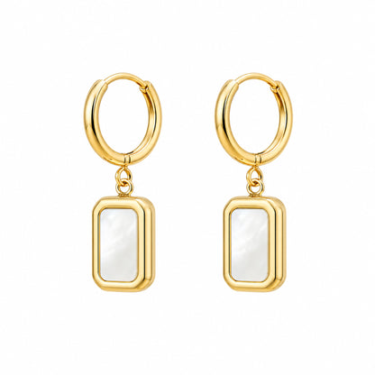White Stone Drop 18K Gold Plated Earrings