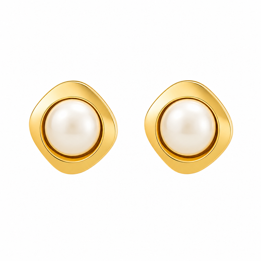 Modern Pearl 18k Gold Plated Earrings