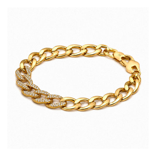 Regalia Link – Gold-Plated Chain Bracelet with Crystal Accents