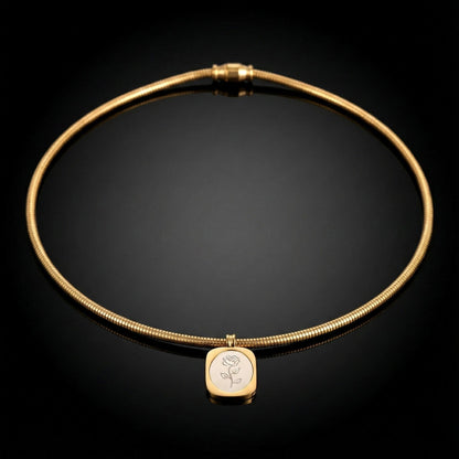 Rose Etched Magnetic 18k Gold Plated Choker