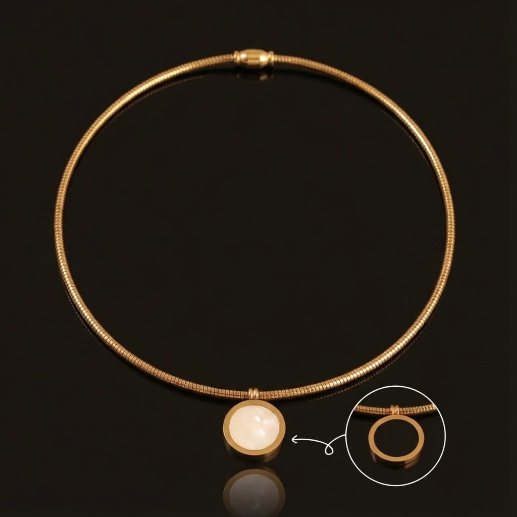 Reversible Mother of Pearl Magnetic 18k Gold Plated Choker