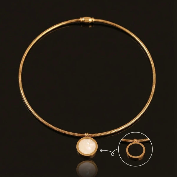 Reversible Mother of Pearl Magnetic 18k Gold Plated Choker