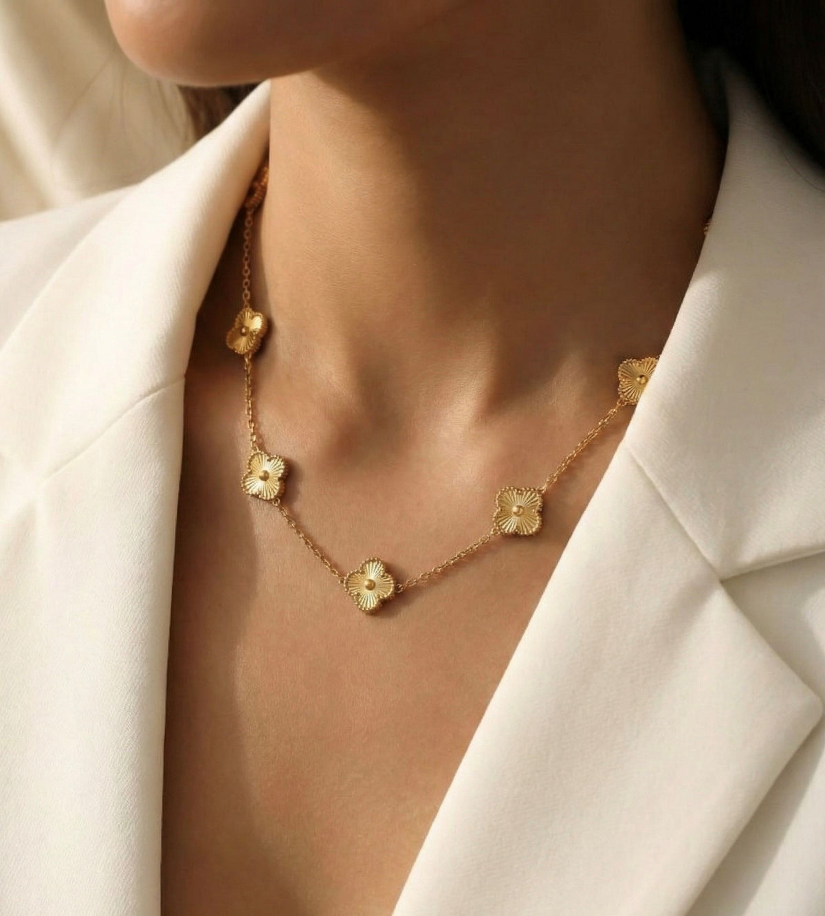 Floral Station Gold Plated Necklace