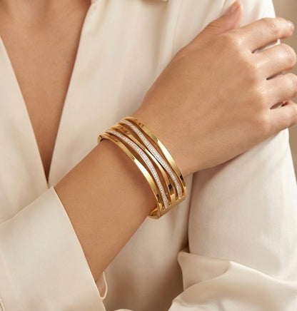 Triple Wave 18k Gold Plated Bracelet