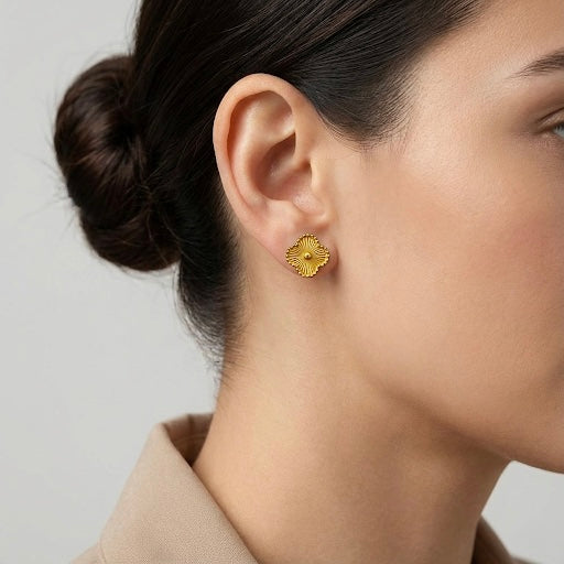 Vintage Clover 18k Gold Plated Earrings