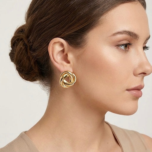 Golden Twist 18k Gold Plated Earrings