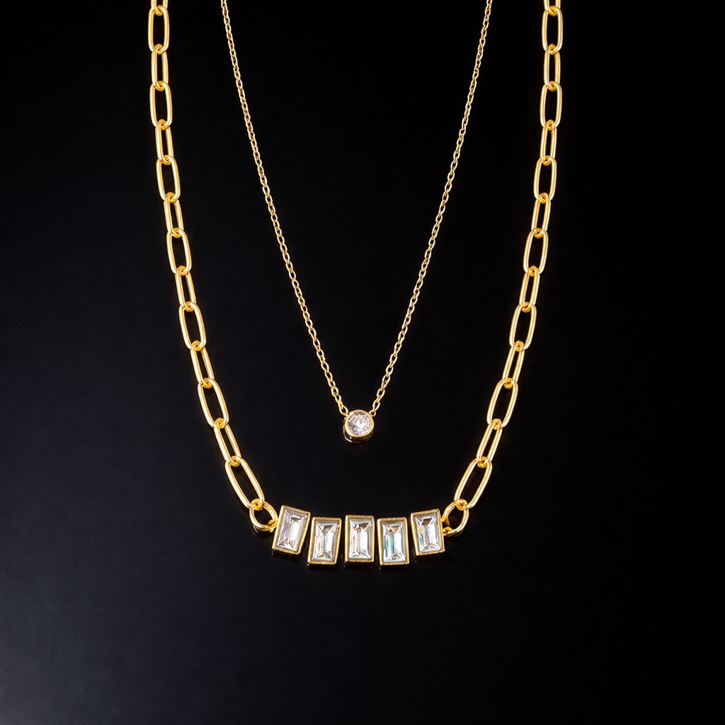 Layered Baguette 18k Gold Plated Neckpiece