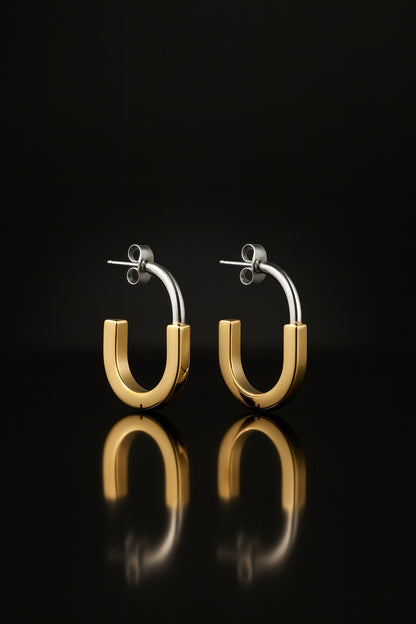 Open Curve 18k Gold Plated Earrings