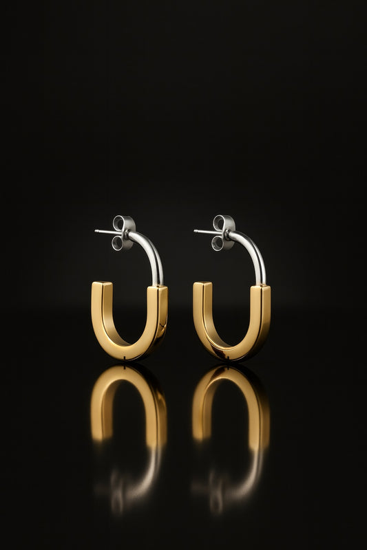 Open Curve 18k Gold Plated Earrings