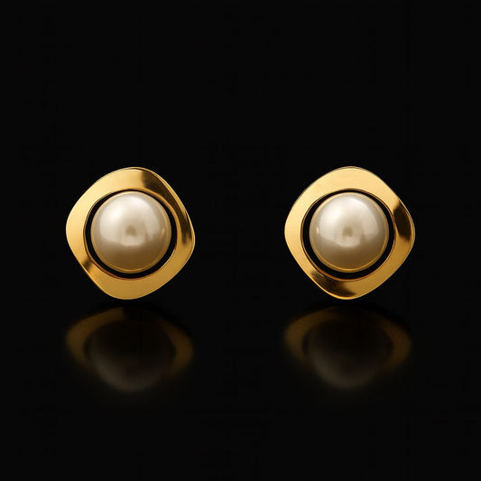 Modern Pearl 18k Gold Plated Earrings