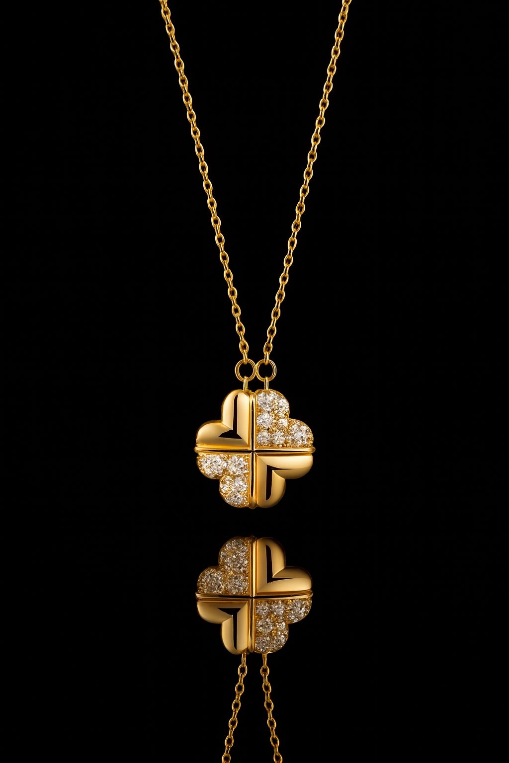 Magnetic Four Heart Convertible Gold Plated Neckpiece