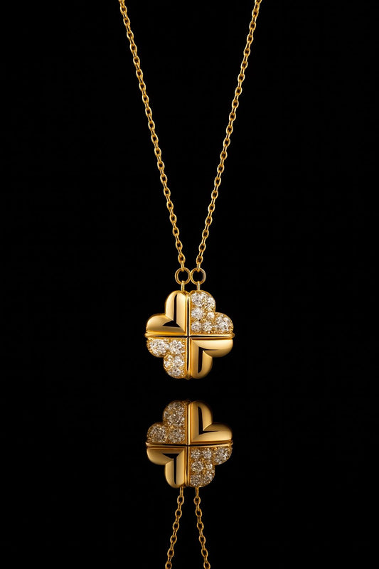 Magnetic Four Heart Convertible Gold Plated Neckpiece