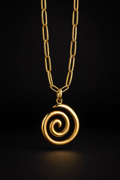 Round Sun Spiral 18K Real Gold Plated Neckpiece