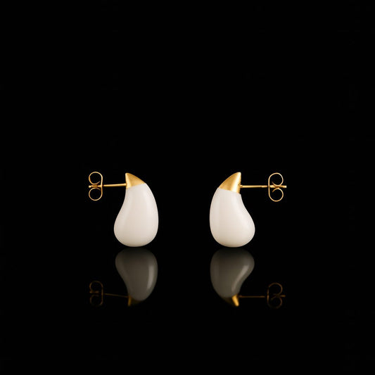 Organic White Drop 18k Gold Plated Earrings