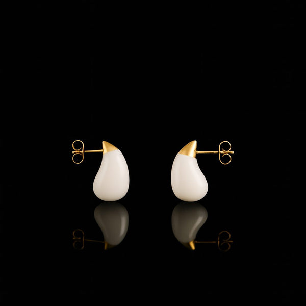 Organic White Drop 18k Gold Plated Earrings