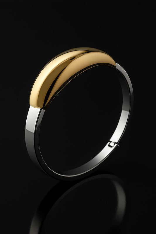 Two Tone Dome 18k Gold Plated Bracelet