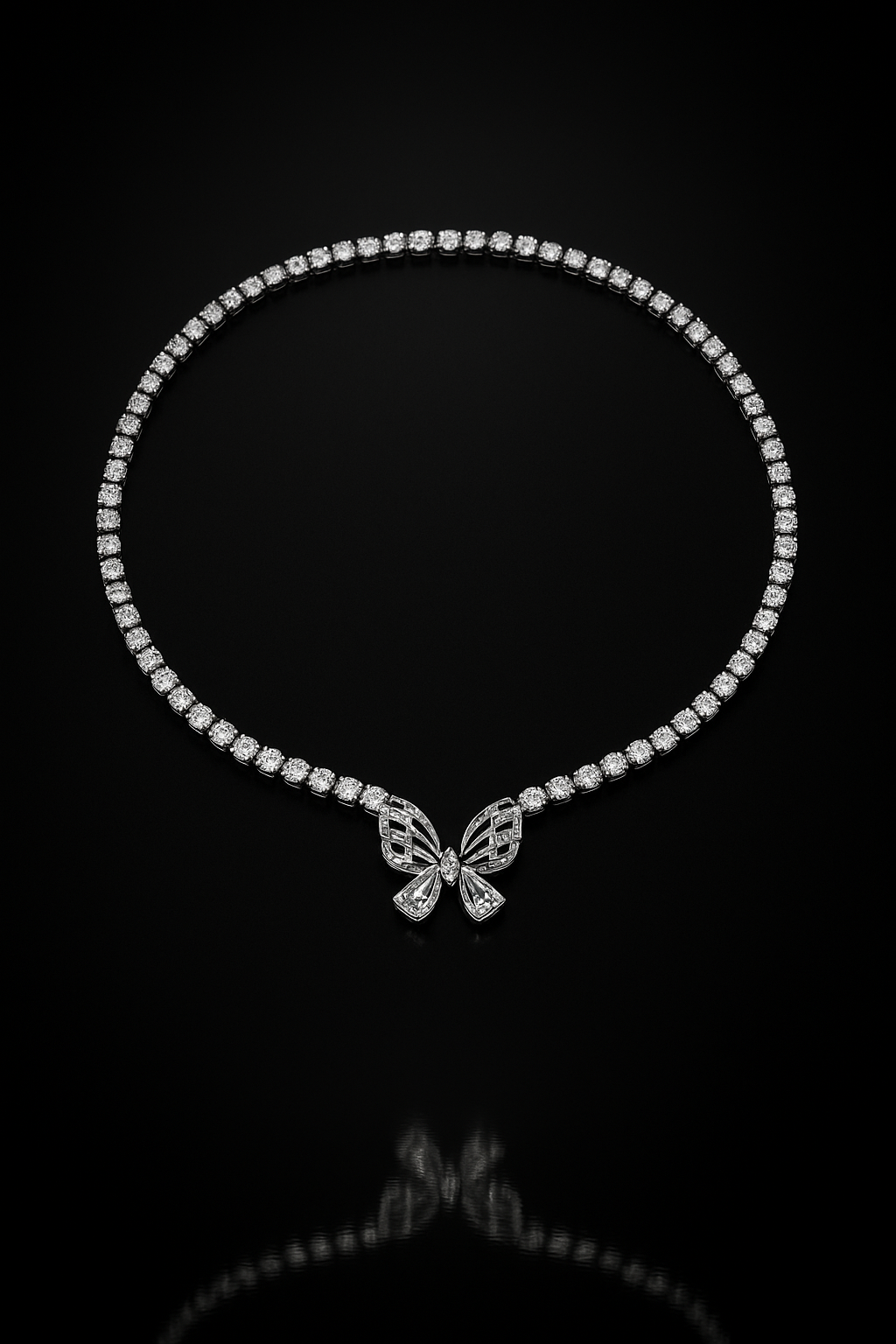 Sylphina Rhodium Plated Crystal Butterfly Necklace