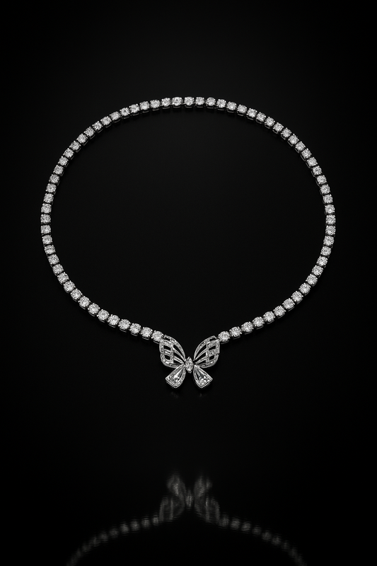 Sylphina Rhodium Plated Crystal Butterfly Necklace