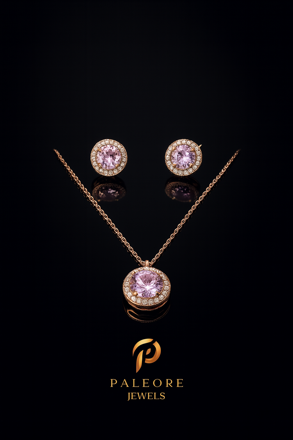 Lunara – Lavender Stone Rose Gold plated Neckpiece Set