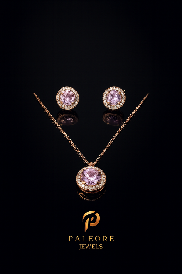 Lunara – Lavender Stone Rose Gold plated Neckpiece Set