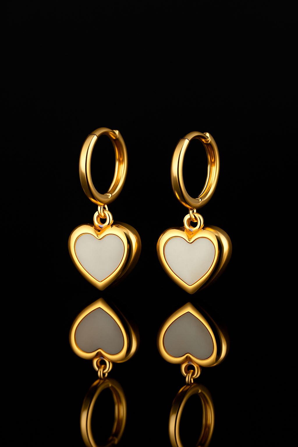 Mother of Pearl Heart 18k Gold Plated Earrings