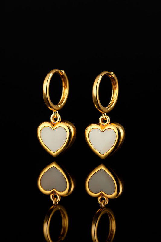 Mother of Pearl Heart 18k Gold Plated Earrings