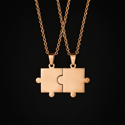 Puzzle Bond Couple 18K Rose Gold Plated Neckpiece