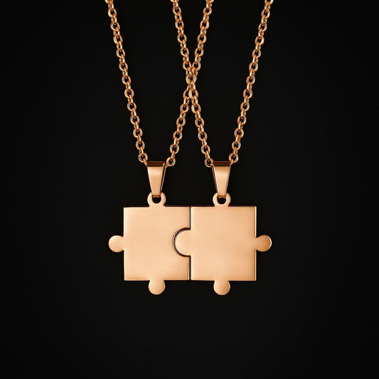 Puzzle Bond Couple 18K Rose Gold Plated Neckpiece