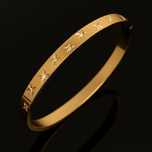 Star Studded 18k Gold Plated Bangle