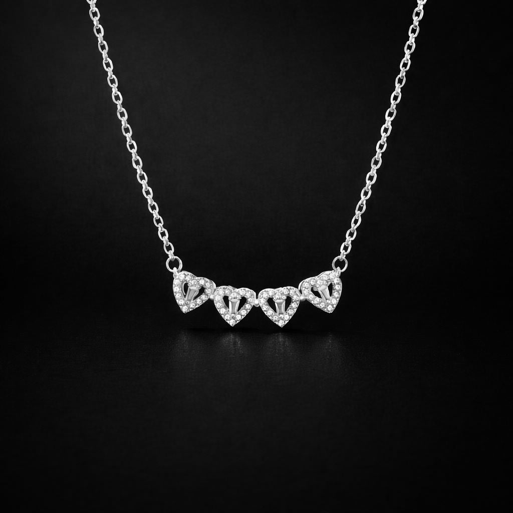 Clover Hearts Magnetic Silver Plated Neckpiece
