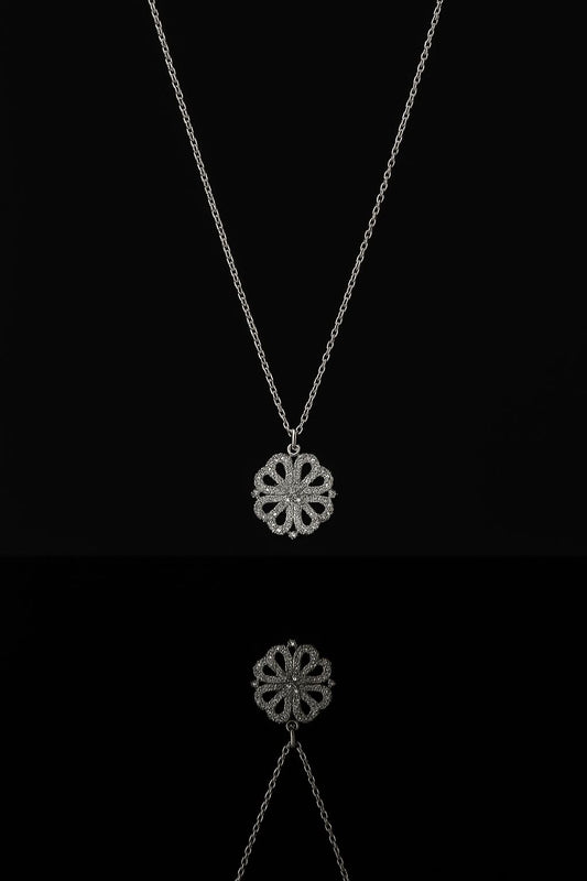 Clover Hearts Magnetic Silver Plated Neckpiece